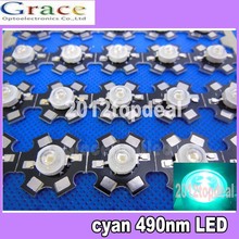 10PCS 3W High Power cyan 490nm LED Emitter 70lm 3.2-3.4V with 20mm star pcb 2024 - buy cheap