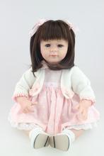 brown/blue eyes Silicone Reborn Babies Doll Toy Vinyl Princess Toddler Doll With cute pink Dress Birthday Gift toys for Girls Br 2024 - buy cheap