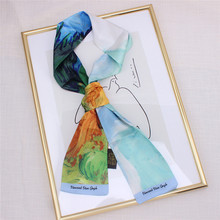 Шелковый шарф с масляной живописи Van Gogh, Женская Косынка, облегающая сумка с шарфом и лентами, женские шарфы для шеи 2024 - купить недорого
