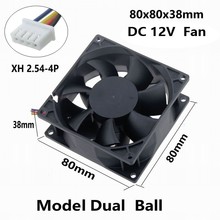 Gdstime 1 Pcs 80x80mm DC Fan 12V Dual Ball Bearing 80mm x 38mm CPU Heatsink PC Case Cooling Fan 12 Volt 4 Pin Radiator 8cm 2024 - buy cheap
