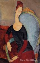 Retrato artístico de oficina de Jeanne Hebuterne sentado en un sillón por Amedeo Modigliani lienzo pintura al óleo de alta calidad pintado a mano 2024 - compra barato