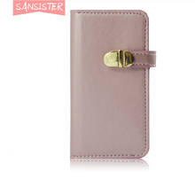 Кожаный чехол Sansister для iphone 7 plus, фирменный оригинальный розовый чехол-кошелек с зеркалом для макияжа, многофункциональная сумка-книжка 2024 - купить недорого
