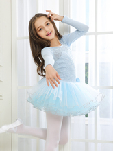 Новое поступление, балетное платье для девочек, с длинными рукавами, для занятий танцами, Детские балетные костюмы, трико, Одежда для танцев, кружевное танцевальное платье 2024 - купить недорого