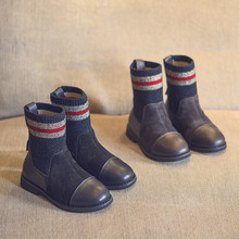 Koovan botas das crianças 2020 novas meninas das crianças calçados de veludo sapatos de algodão meias botas de algodão do bebê botas de couro 2024 - compre barato