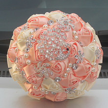 New chegou rosa buquê de noiva artificial para a decoração do casamento 2024 - compre barato