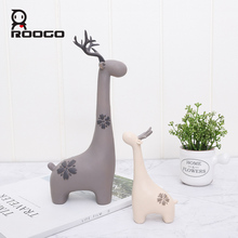 Roogo Deer Family Home Decor Cute Home Garden Decoration Resin Ornaments For Living Room Creative Animal Decorative Figurines 2024 - buy cheap