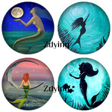 ZDYING-Cuentas redondas de cristal para hacer joyas, cabujones de dibujos animados, peces, sirena, princesas, cúpula de cristal, de demostración, reverso plano, para regalo, MY005, 5 uds. 2024 - compra barato