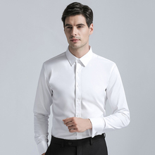 Camisa de algodão masculina, camisa social de marcas de alta qualidade em cor sólida, manga longa, ideal para negócios 2024 - compre barato