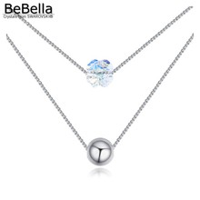 BeBella-collar con colgante de cadena de doble capa con colgante de trébol, hecho con Cristales austriacos de Swarovski Elements, regalo para mujer 2024 - compra barato