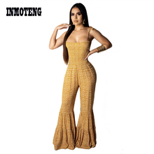 INMOTENG Spaghetti Strap Sexy Jumpsuits Women Strapless Ruffles Flare Bohemian Print Romper Summer Beach Sleeveless Rompers 2024 - buy cheap