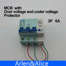 3P 6A  400V~ 50HZ/60HZ MCB with over voltage and under voltage protection  Mini Circuit breaker C45 C type 2024 - buy cheap