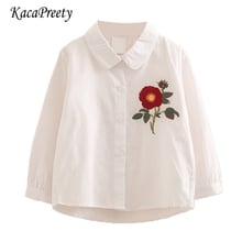 Camisas blancas para niños y niñas, blusas de manga larga con bordado de rosas, uniformes escolares para niños, Tops 2t-10 2024 - compra barato