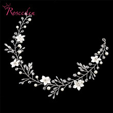 Silver Color Bridal Hair Vine Pearl And Rhinestone Wedding Headband Flower Women Headpiece Hair Accessories Handmade RE3344 2024 - buy cheap