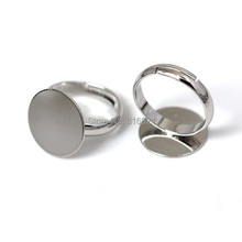 Bases de anillo en blanco para niños y niñas, almohadilla de pegamento de círculo plano, accesorios de configuración de anillo, fabricación artesanal de anillo Chapado en tono rodio 2024 - compra barato