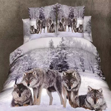 3D Animal Printed Cool Snow Wolf Bedding Set for Queen King Bed,100% Cotton Bedroom Set Bed Sheet Pillow Case Quilt Cover 2024 - buy cheap