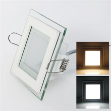 Luminária led de vidro, super brilhante, 24w, painel de vidro, teto, lâmpada embutida, redonda, quadrada, iluminação interna, para casa 2024 - compre barato