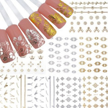 12 PCS Gold Silver 3D Flower Nail Art Stickers Self Adhesive Nail Decals DIY Metallic Beauty Manicure Stamping Decoration S6 2024 - buy cheap