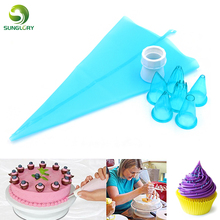 Juego de 8 unidades de bolsas reutilizables de silicona para glaseado, bolsa de crema pastelera de silicona con acopladores, boquillas, utensilios para decoración de tortas con Fondant 2024 - compra barato