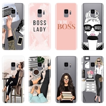 Розовый чехол для телефона Girl Boss для Samsung Galaxy Note 9 8 5 4, силиконовая Мягкая задняя крышка для Samsung S8 S9 Plus S5 S6 S7 Edge 2024 - купить недорого