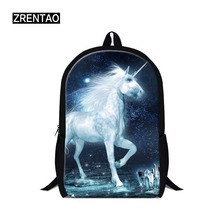 Zbesao mochila escolar com estampa de unicórnio 3d, em poliéster robusto, com bolsos laterais, mochilas para meninos e meninas, bolsas de viagem 2024 - compre barato