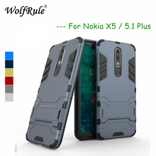 Capa de celular wolfrula para nokia 5.1 plus, capa de silicone macio + suporte de plástico para nokia x5 case para nokia 5.1 plus 2024 - compre barato