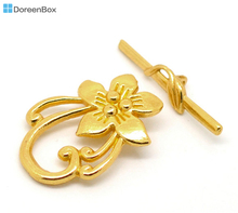 Doreen box adorável 10 conjuntos de fechos com flor dourada 20*30mm (b00988) 2024 - compre barato