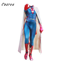Disfraz de película Vision para adultos y niños, traje de superhéroe Zentai, mono con capa 2024 - compra barato