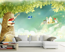 Beibehang-papel pintado personalizado en 3d para pared, mural con foto de árbol grande de dibujos animados, para sala de estar, dormitorio, papel de pared 2024 - compra barato
