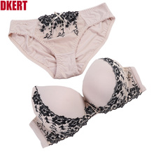 DKERT Embroidery Bra Big Size BCD Cup Bra Brief Sets Sexy Lace Cotton Women Bra Set Push Up Brassiere And Panty Set Underwear 2024 - buy cheap