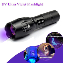 Lanterna led uv 365nm ultra violetas, lanterna ultravioleta invisível com zoom para manchas de animais de estimação, verificador marcador de caça em 18650 2024 - compre barato