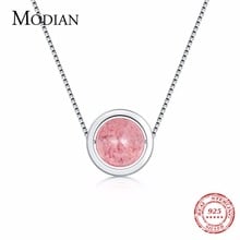 MODIAN-collar con colgante de fresa de cristal Natural de 2,0 CT, joyería de plata de ley 925 auténtica, cadena de 18 pulgadas, collar de moda, regalo 2024 - compra barato