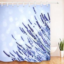 LB-cortinas de ducha impermeables para baño, tela de ducha de 180 poliéster lavable Floral, color azul, púrpura, Luz Lavanda, para decoración de bañera 2024 - compra barato