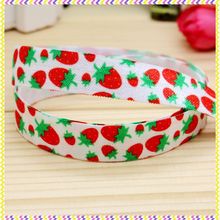 5/8'' Free shipping Fold Elastic FOE strawberry printed headband headwear hairband diy decoration wholesale OEM P4345 2024 - buy cheap