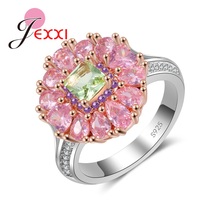 Explosion Models 925 Sterling Silver Europe The United States  Flower-shaped Pink Crystal Zircon Ring Jewelry 2024 - buy cheap
