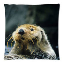 Sea Otter Decorative Cotton Line Cushion Cover Square Safa Throw Pillow Case DIY Custom Pillow Cover 45X45CM 2024 - buy cheap