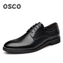 OSCO Wedding Shoes Men Spring Autumn Business Casual Dress Pointed Toe Men Shoes Youth British Black Groom Office Shoes Male 2024 - buy cheap