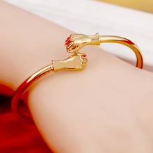 Fist Bangles For Women Men Jewelry Gold Color Opening Embossing Gold Dubai Ethiopian Brazil Bracelets Bangles 2024 - buy cheap