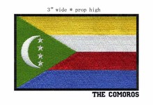 La bandera de fieltro bordada de Comoras, parches para planchar, borde negro ancho de 3" 2024 - compra barato