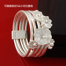 Anel de prata esterlina s925, estilo étnico artesanal, anel de prata feminino, anel de flor pequeno tailandês 2024 - compre barato