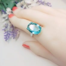 MOONROCY Silver Color  CZ Blue Crystal Wedding Trendy Rings for Women Girls Party Drop Shipping Finger Jewelry Ring Gift 2024 - buy cheap