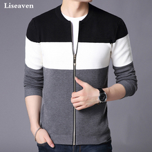 Liseaven Men's Jacket New 2018 Fashion Long Sleeve Sweaters Zipper Knit Sweater Cardigans 2024 - buy cheap