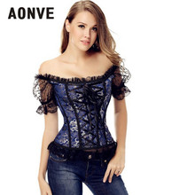 AONVE Corset Sexy Corsets and Bustiers Steampunk Lace Up Top Gothic Clothing Corselet Sexy Lingerie Blue White Burlesque Corset 2024 - buy cheap