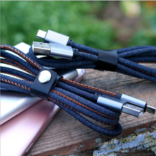 Micro USB denim de carga rápida de datos Cable cargador tipo C fecha Cable para iPh para teléfono móvil Android 2.4A 1 M 2024 - compra barato