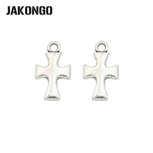 JAKONGO Antique Silver Plated Cross Charms Pendant for Jewelry Making Bracelet Accessories DIY Handmade 17x10mm 20PCS/lot 2024 - buy cheap