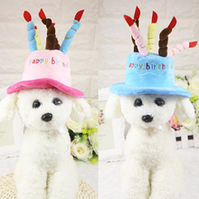 Bonés do animal de estimação para cães cão de estimação gato aniversário caps chapéu com bolo velas design festa de aniversário traje headwear acessórios bens 2024 - compre barato