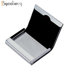 Bycobecy Unisex Magnetic Card Bank Cases 2019 Name Card Holder Aluminum PU Leather 2021 Business Pocket Holder Case Boxes Cards 2024 - buy cheap