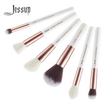 Jessup Professional Makeup Brushes Kit 6pcs White/Rose Gold Natural Hair Powder Concealer Highlighter Cosmetic Brush T224 2024 - buy cheap