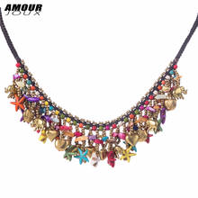 AMOURJOUX 2018 Boho Handmade Colorful Sea Star Charm Choker Statement Necklaces For Women Female Bohemian Jewelry 2024 - buy cheap