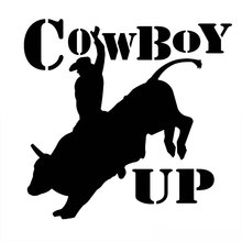 11.8CM*11.4CM Cowboy Up Country Horse Cowboy Farm Bull Riding Decal Sticker Car Styling Sticker Accessories Black/Sliver C8-0716 2024 - buy cheap
