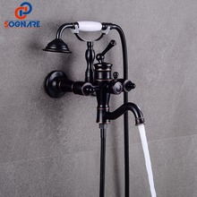SOGNARE Newly Luxury Black Bathroom Shower Faucet Wall Mounted Black Shower Mixer Shower Set Faucet Brass Oil Rubbed Bronze Tap 2024 - buy cheap